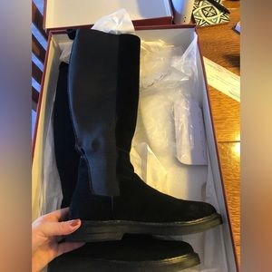 Donald Pliner Black Suede Above Calf Boots size 7 Brand New!